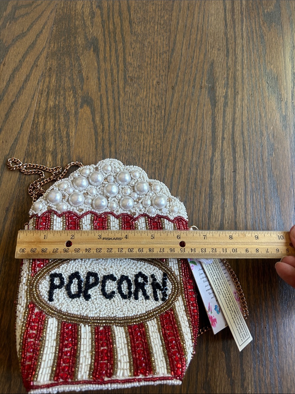 Popcorn Beaded Shoulder Bag - White & Red viral TikTok - Picture 6 of 6
